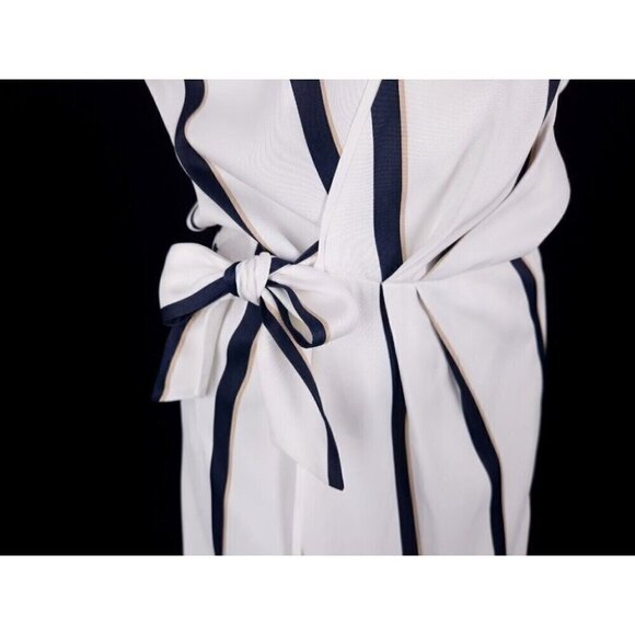 Equipment Leonne Striped Wrap Dress Size XS Black White $425US - Picture 4 of 14
